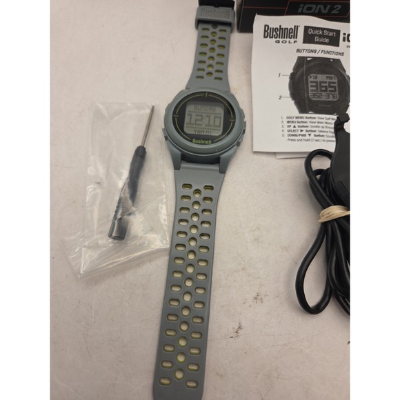 Bushnell Golf Neo iON 2 GPS Rangefinder Watch 368851 Silver Green TESTED WORKS - Picture 3 of 7